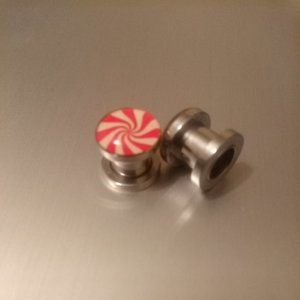 Mystic Metals Single flare candycane 0G Plugs